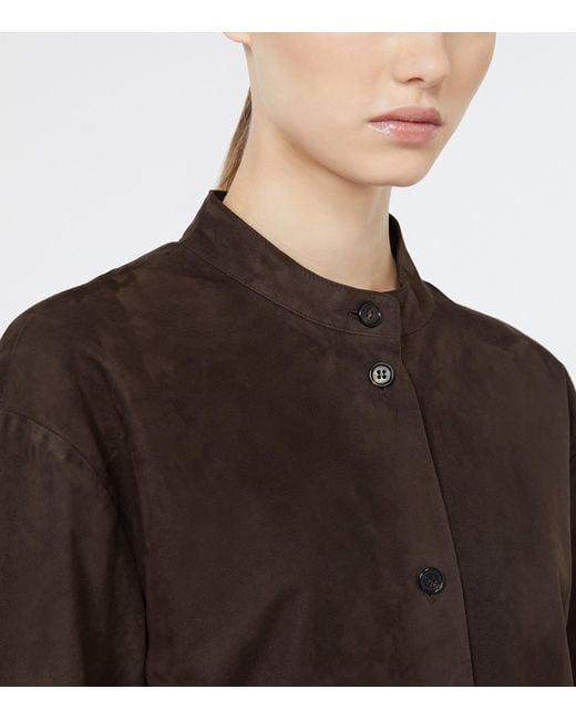 Max Mara Brown Suede Stand-Collar Jacket