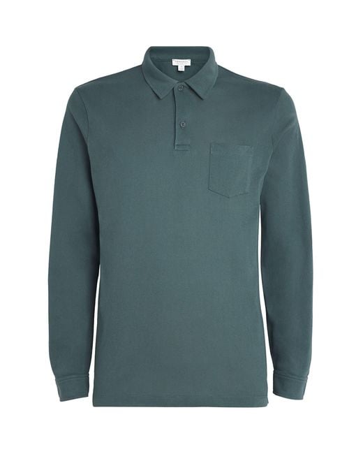 Sunspel Green Supima Cotton Riviera Polo Shirt for men