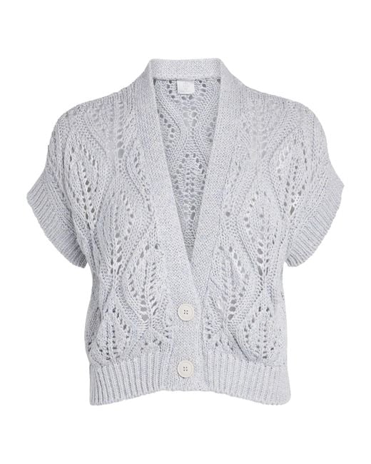 Eleventy Gray Openwork Knit Cardigan