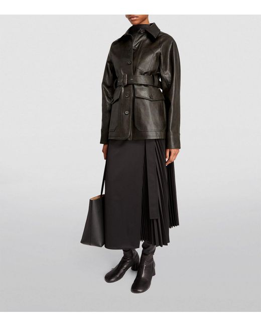 LVIR Black Faux Leather Belted Jacket