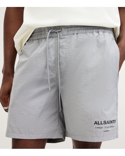 AllSaints Gray Underground Swim Shorts for men