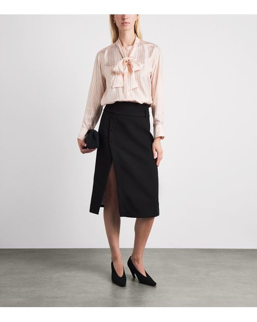 Sandro White Pussybow Stripe Shirt