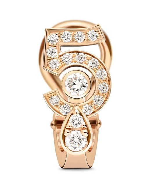 Chanel Metallic Beige Gold And Diamond N ̊5 Single Clip-on Earring