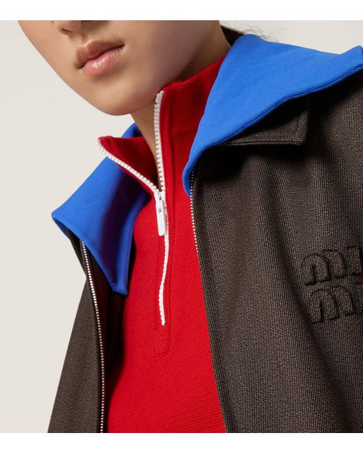 Miu Miu Brown Wool Layered Bomber Jacket