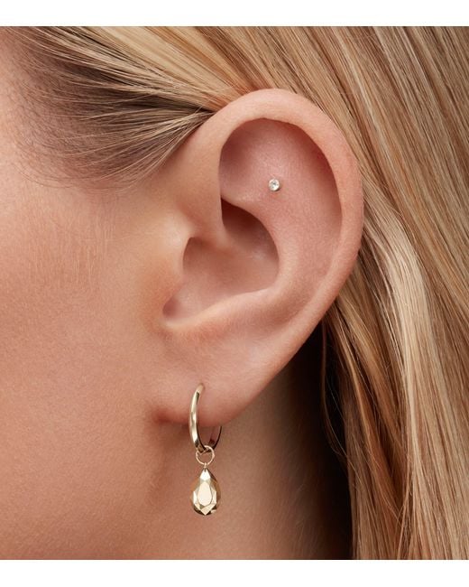 Maria Tash White Faceted Metal Vertex Single Hoop Earring