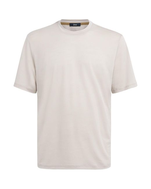 Herno White Wool Logo T-Shirt for men