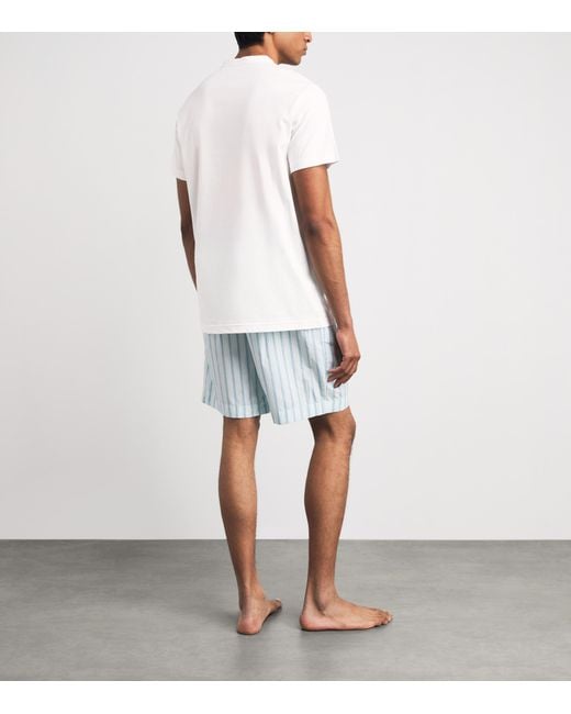 Calvin Klein White Cotton T-Shirt And Shorts Pyjama Set for men
