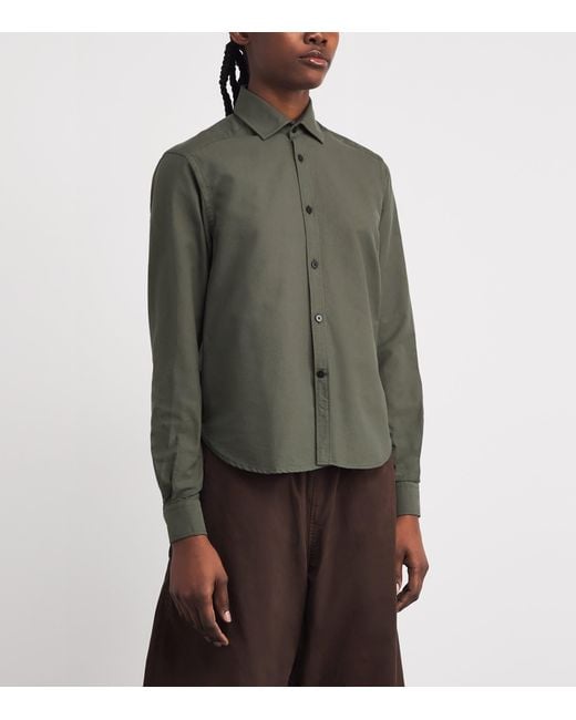 With Nothing Underneath Green Cotton-Wool Classic Shirt