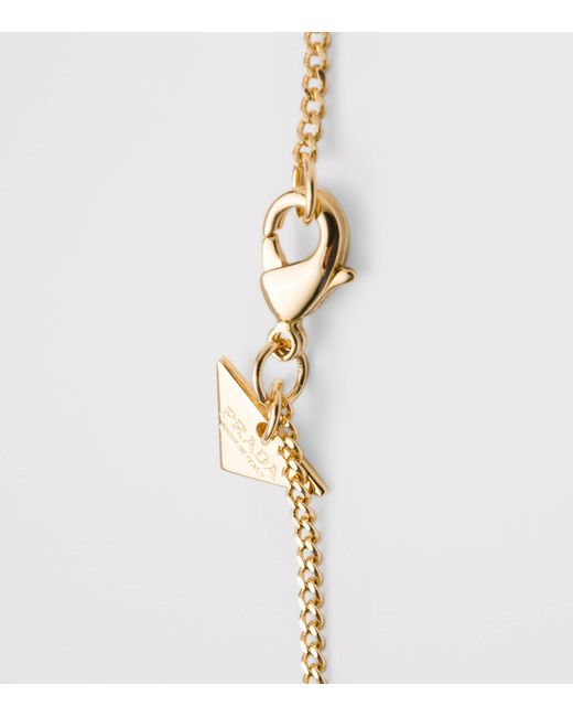 Prada Metallic Triangle Logo Pendant Necklace