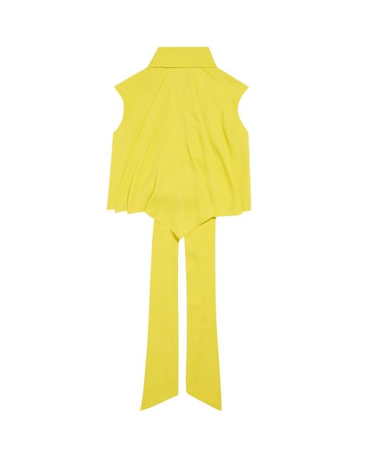 Balenciaga Yellow Silk Open-Back Blouse