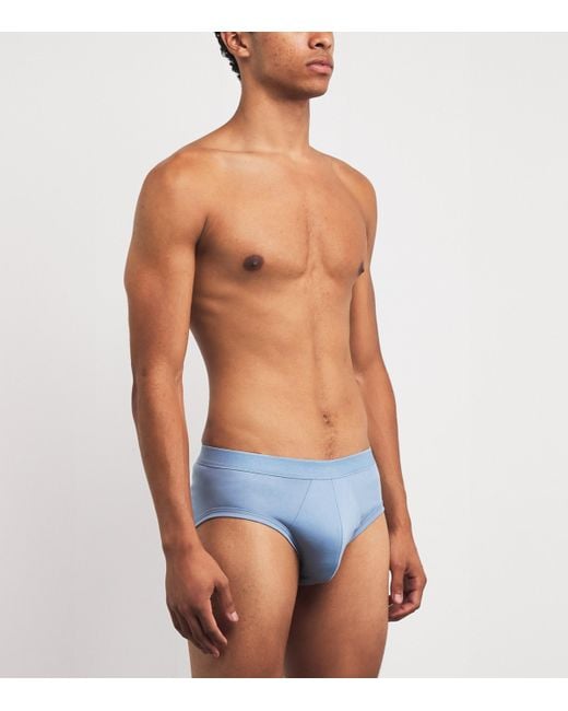 Zimmerli of Switzerland Blue Stretch-Cotton Briefs for men