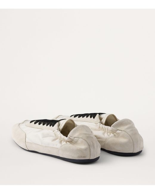 Prada White Re-Nylon And Suede Collapse Sneakers for men