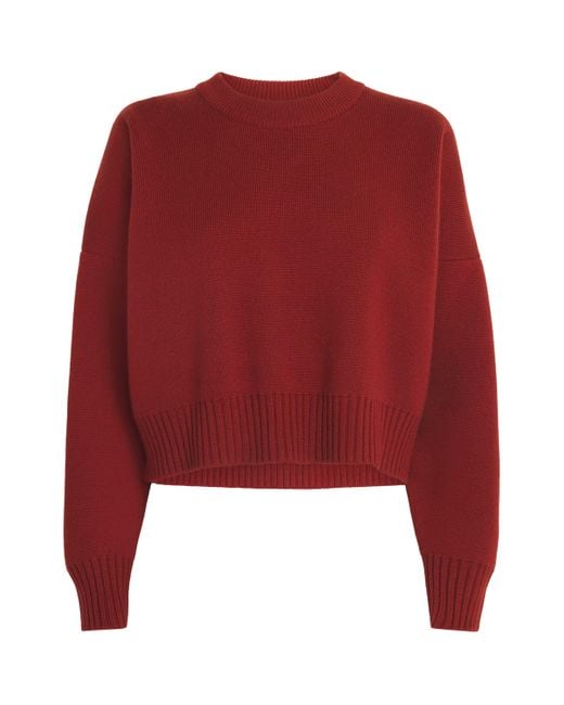 Johnstons Red Cashmere Cropped Sweater