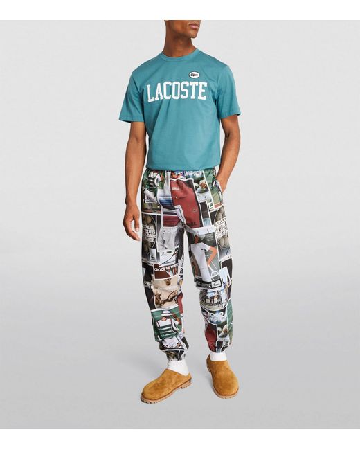Lacoste Blue Water-resistant Collage Sweatpants for men