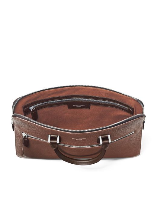 Aspinal Brown Leather Connaught Briefcase for men