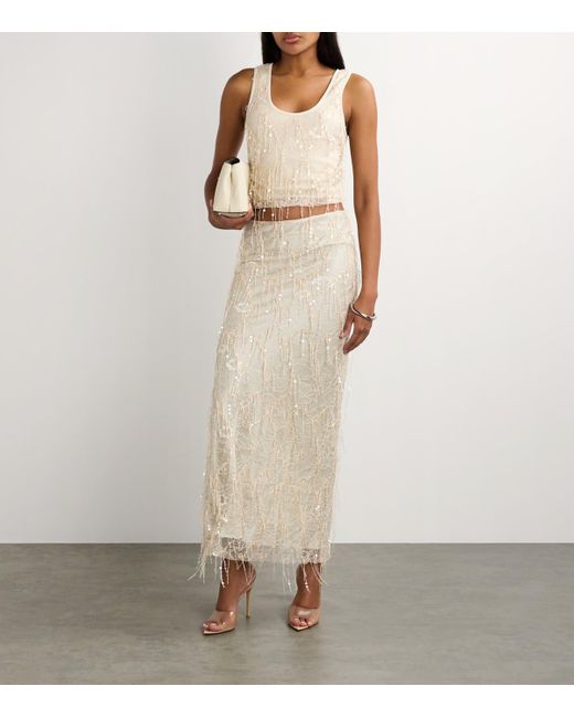 Christopher Esber Natural Sequinned Disconnect Ivy Dress