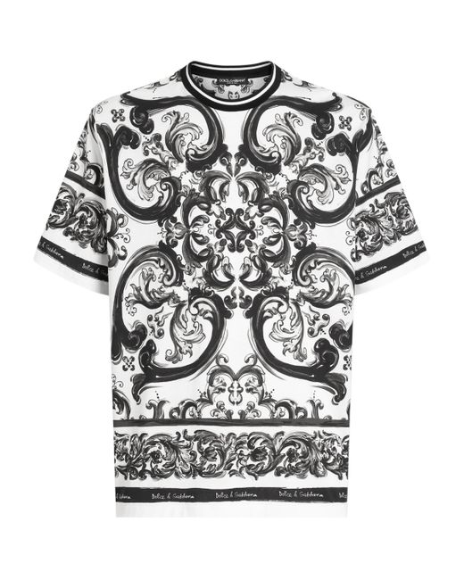 Dolce & Gabbana Black 'Maiolica' Print T-Shirt for men