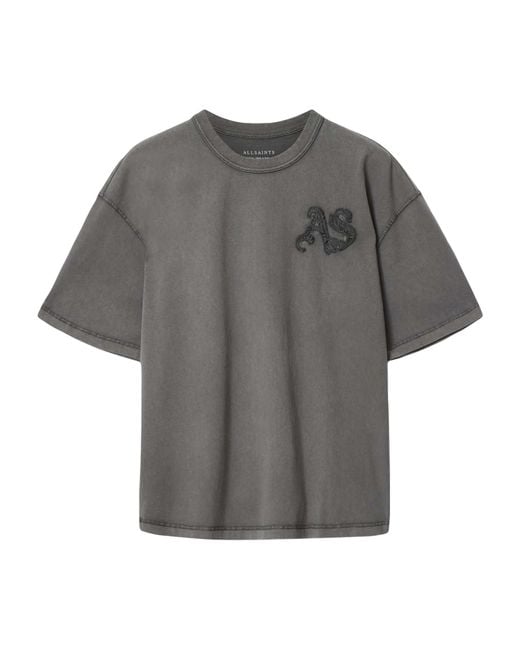 AllSaints Gray Organic Cotton Insignia T-Shirt for men