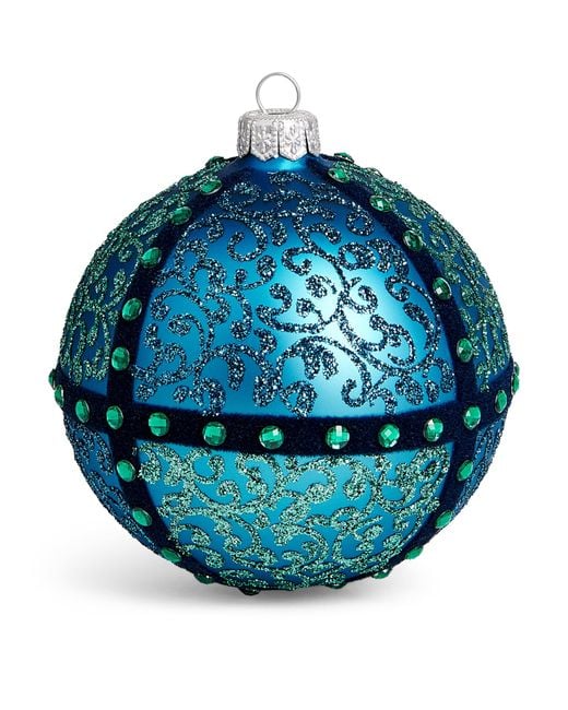 Harrods Blue Glitter Crystal-Embellished Bauble