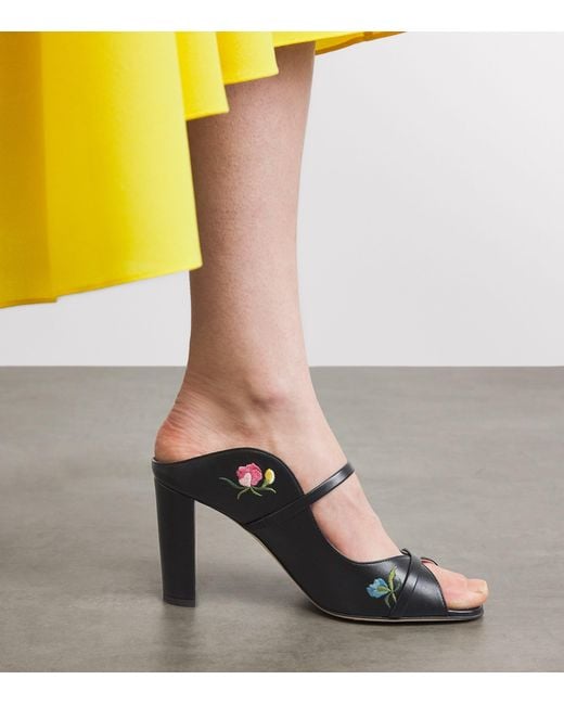Malone Souliers Black Leather Embroidered Norah Sandals 85