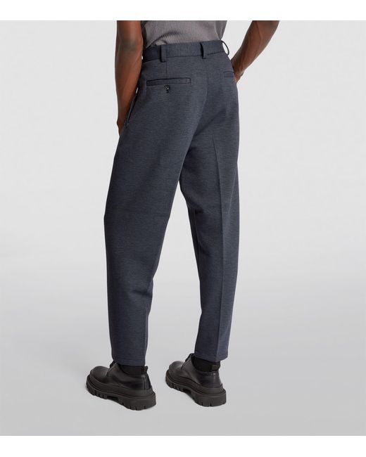 Emporio Armani Blue Jersey Tailored Trousers for men