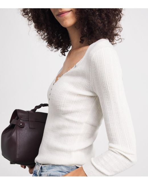 PAIGE White Pointelle Ginnette Top
