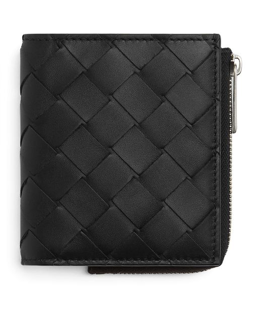 Bottega Veneta Black Small Intrecciato Bifold Zipped Wallet for men