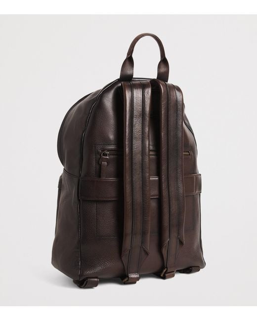 Officine Creative Black Leather Pack Backpack for men