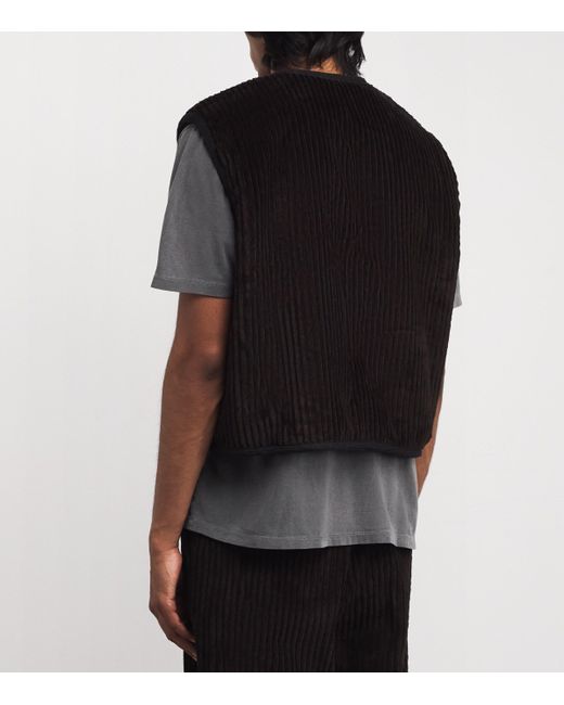 Our Legacy Black Corduroy Top Vest Zip-Up Gilet for men