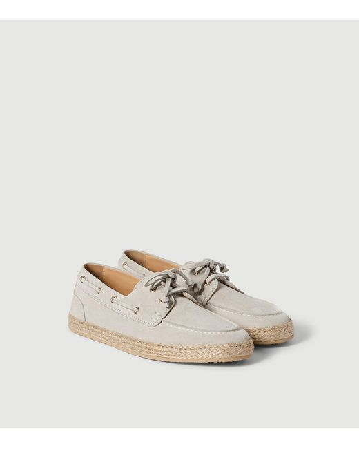 Brunello Cucinelli White Suede Penny Loafer Espadrilles