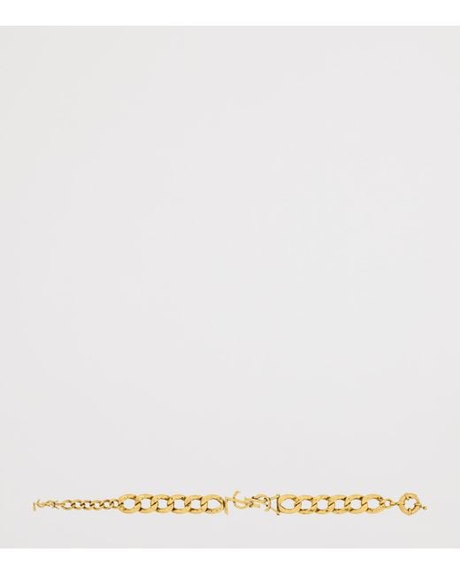 Saint Laurent Metallic Cassandre Chain Bracelet
