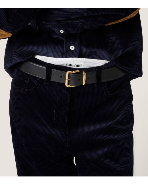 Miu Miu Blue Corduroy Wide-Leg Trousers