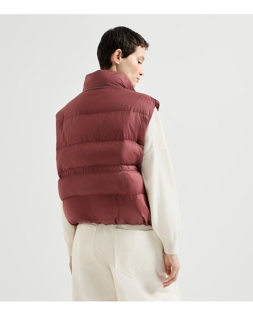 Brunello Cucinelli Red Water-Resistant Monili-Detail Gilet