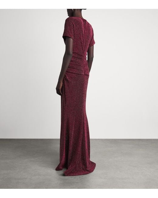 Talbot Runhof Purple Rhinestone V-Neck Gown