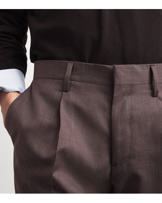 Lardini Brown Virgin Wool-Blend Straight Trousers for men