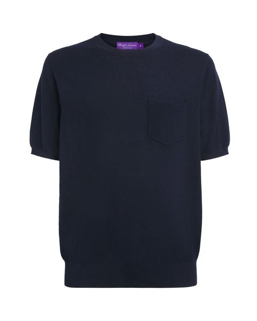 Ralph Lauren Blue Silk-Cotton-Blend T-Shirt for men