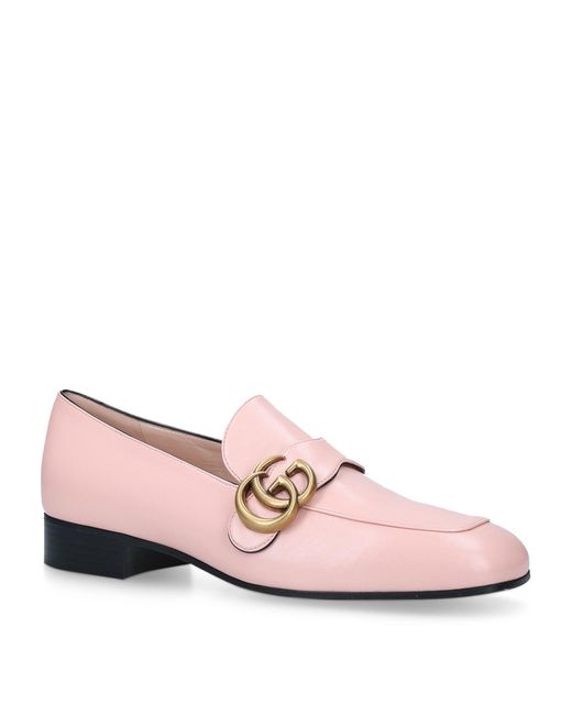 Gucci Pink Leather Loafer With Double G