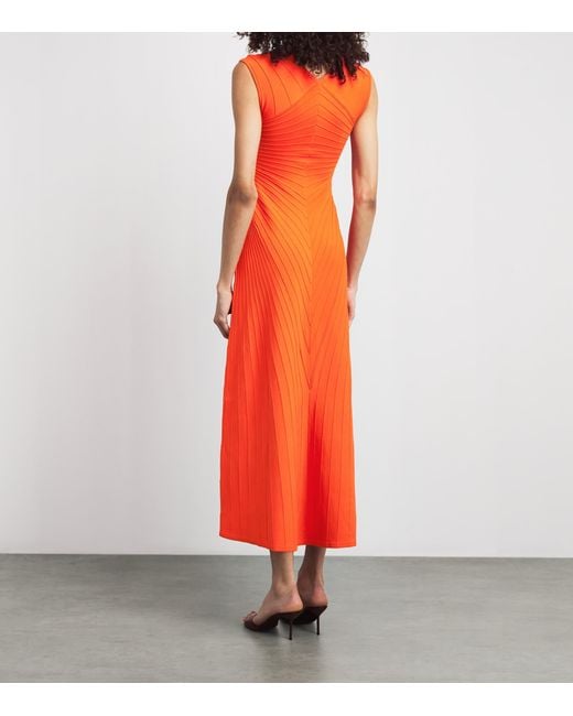 Cult Gaia Orange Knitted Maia Maxi Dress