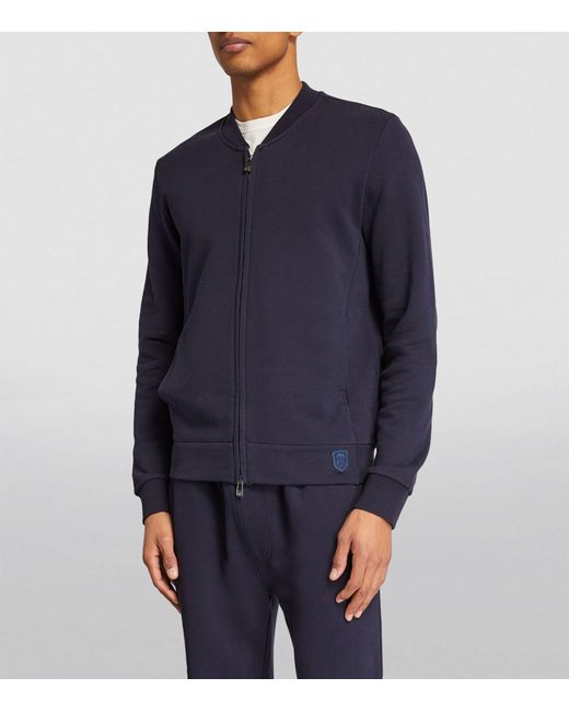 Corneliani Blue Cotton Jersey Bomber Jacket for men
