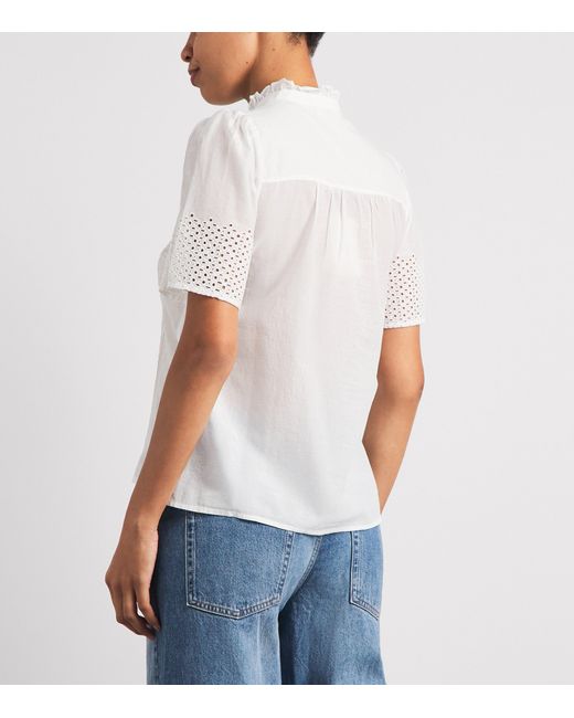 ME+EM White Cotton Broderie Anglaise Blouse