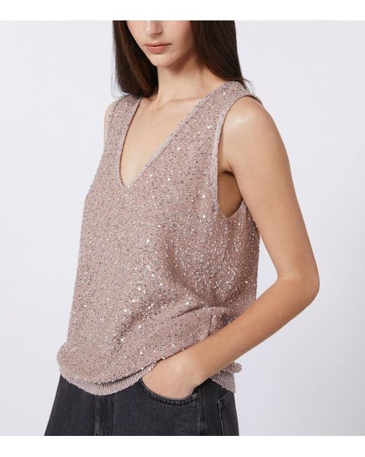 Weekend by Maxmara Pink Knitted Sequin-Detail Sweater Vest