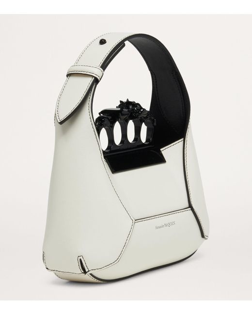 Alexander McQueen White Leather Jewelled Top-handle Bag