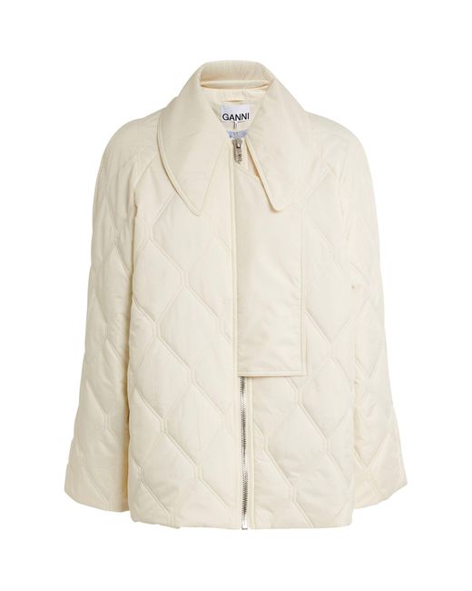 Ganni Natural Quilted Ripstop Coat