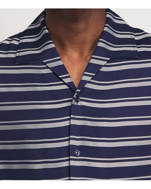 Sandro Blue Stripe Short-Sleeve Shirt for men