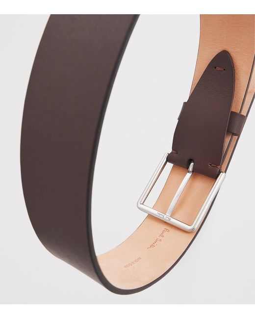 Paul Smith Brown Leather Signature Stripe Stitch Belt for men
