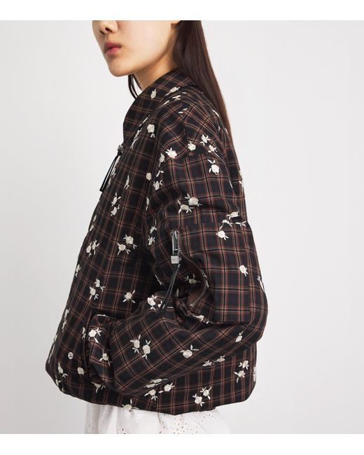 Ganni Black Check Printed Bomber Jacket
