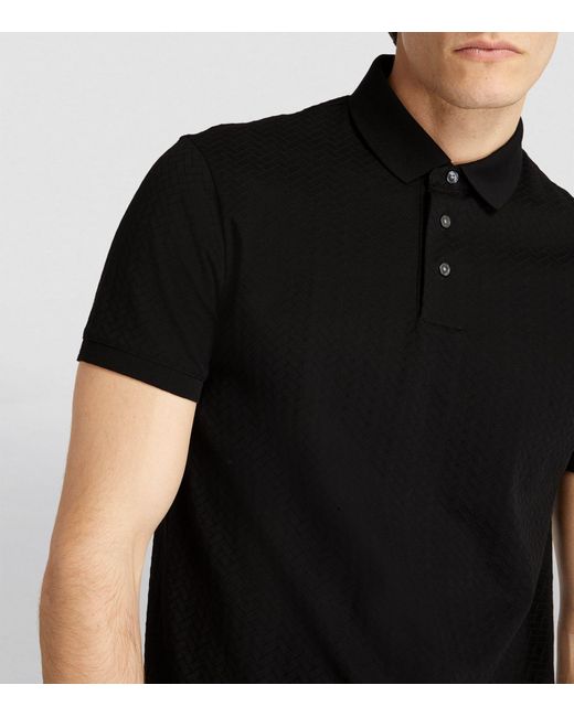 Emporio Armani Black Mercerised Piqué Polo Shirt for men