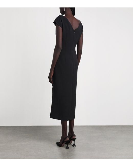 Huishan Zhang Black Crepe Embellished Evelyn Midi Dress