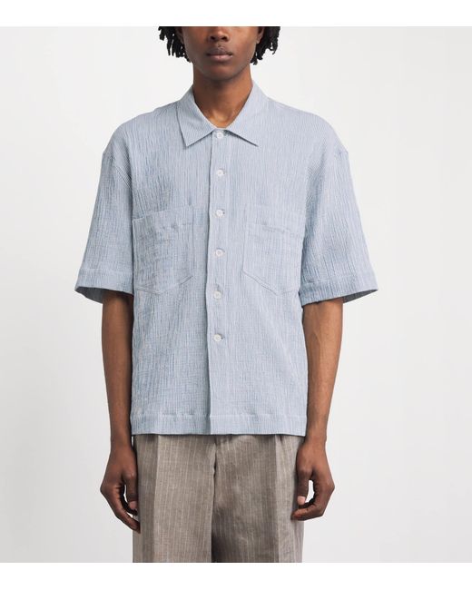 sunflower Blue Cotton-Blend Stripe Adam Shirt for men