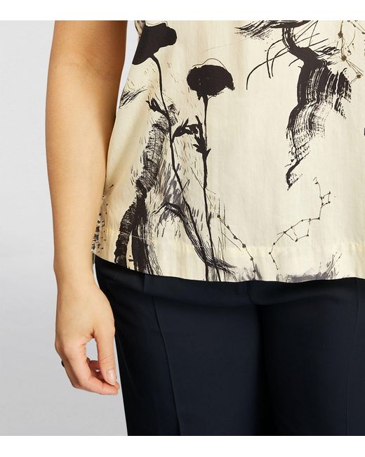 Marina Rinaldi Natural Cotton Patterned Short-sleeve Blouse